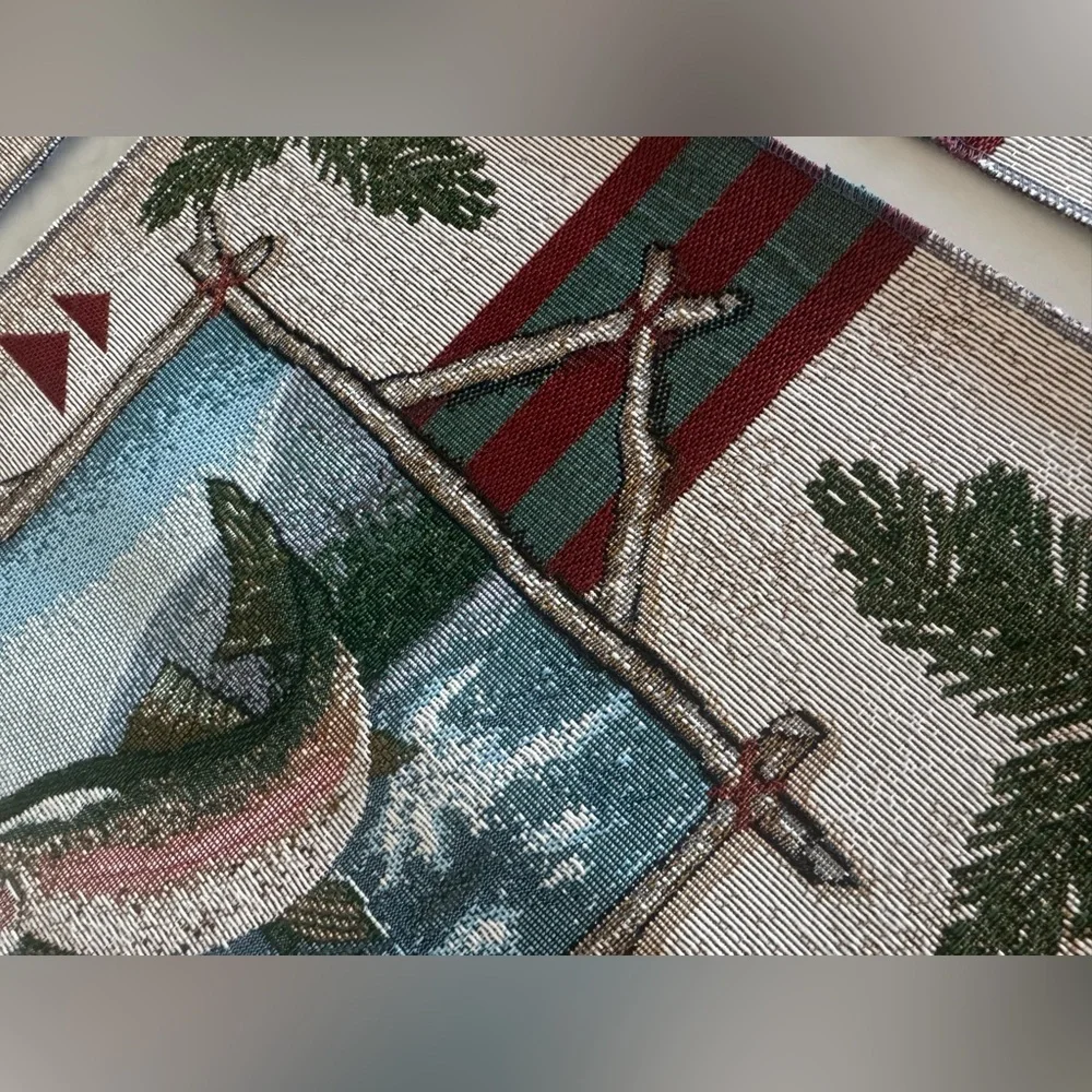 Set of 4 Rustic Trout Lodge Woven Placemats Cabin Fishing Decor